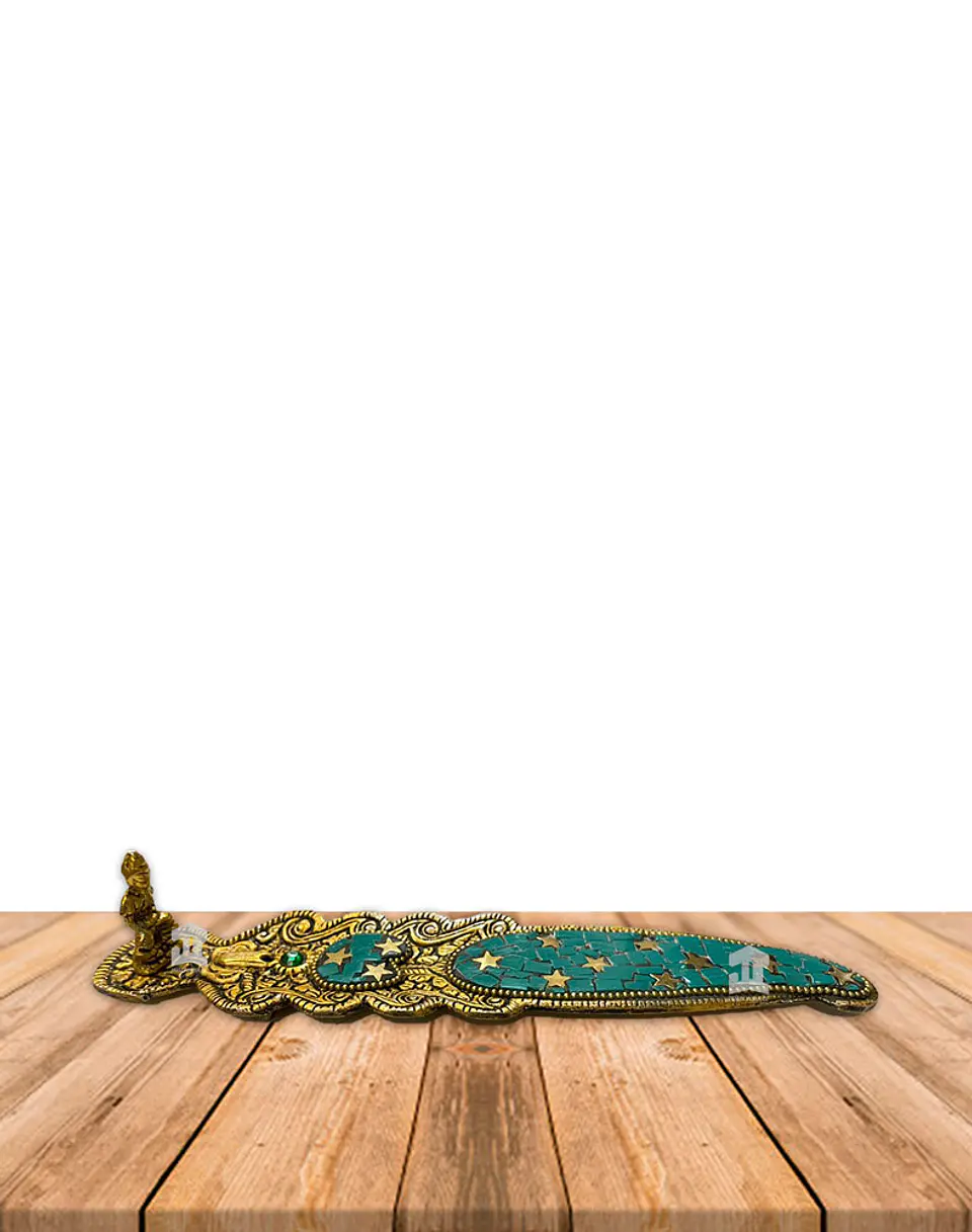 Porta Incienso de Metal Dorado con Aplicaciones de colores VDQ21-161 2