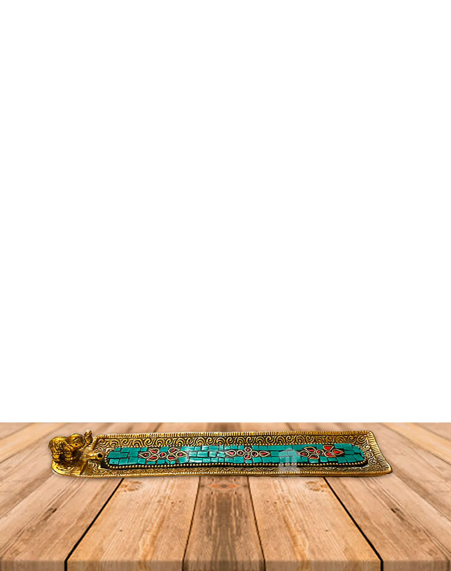 Porta Incienso de Metal Dorado con Aplicaciones de colores VDQ21-162 2