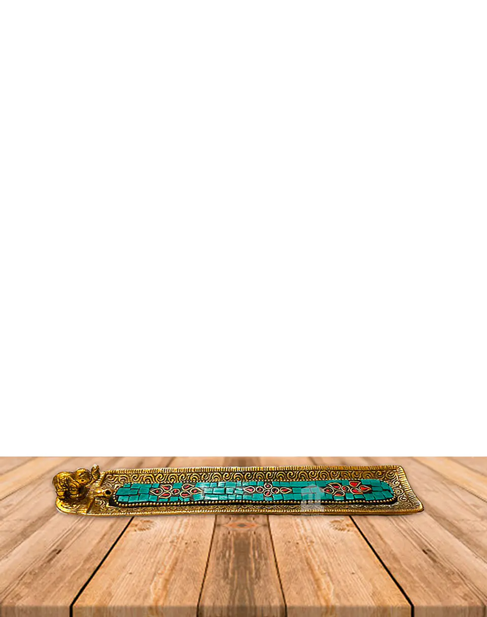 Porta Incienso de Metal Dorado con Aplicaciones de colores VDQ21-162 2