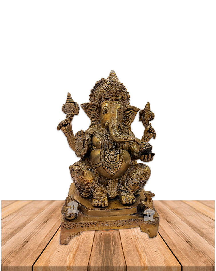 Dios Ganesh Grande en Bronce   10" VDQ21-210 1043