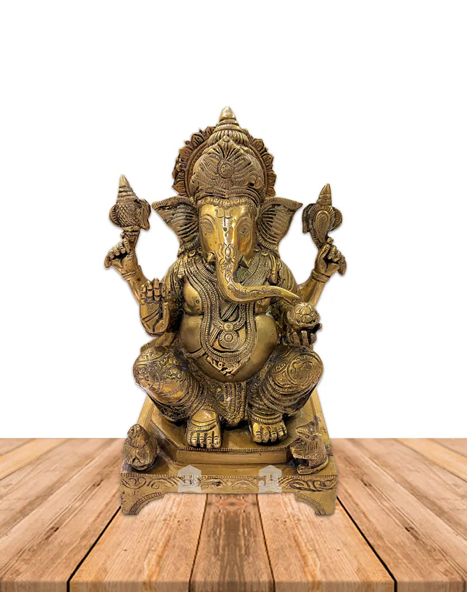 Ganesh con Base en Bronce 10,5
