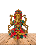 Ganesh con Piedras en Bronce 10" VDQ21-202 1041