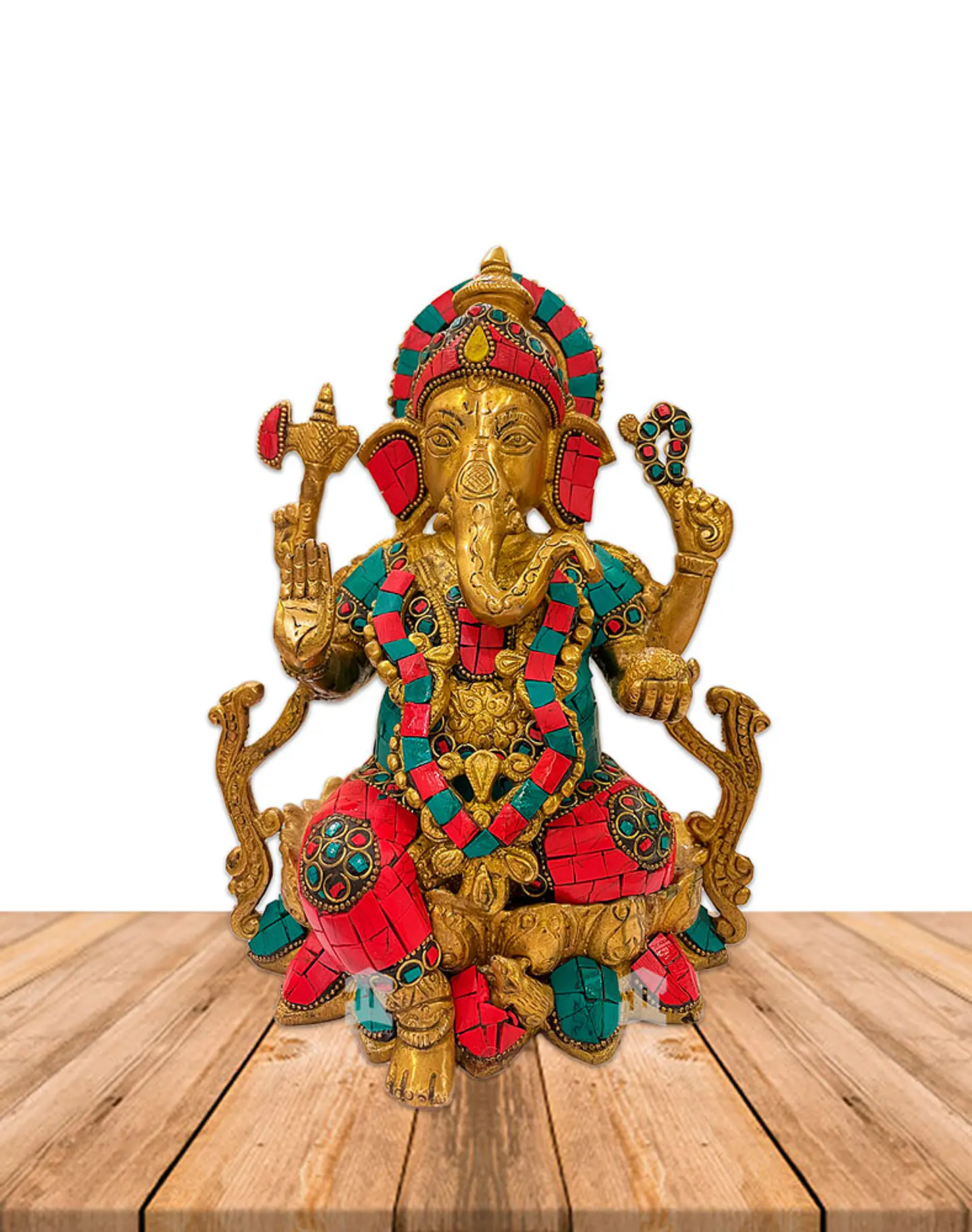 Ganesh con Piedras en Bronce 10