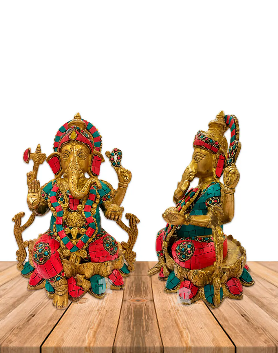 Ganesh con Piedras en Bronce 10