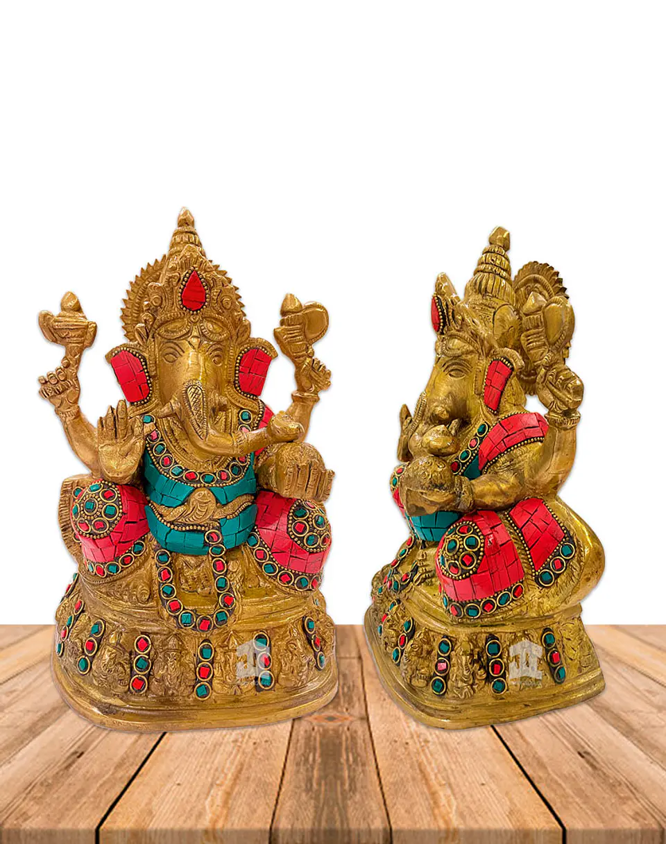 Ganesh con Piedras en Bronce 9