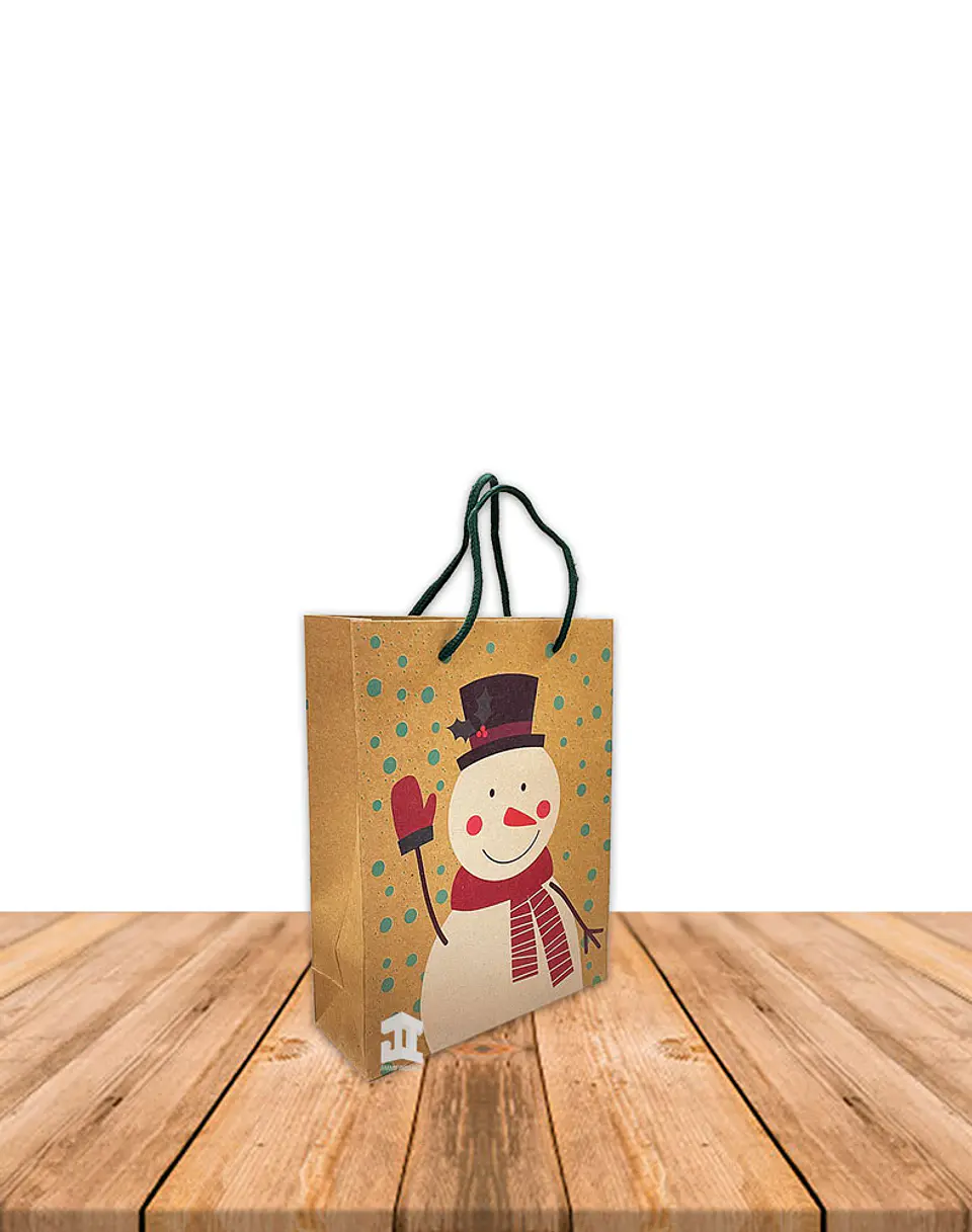 Bolsa Papel Kraft Navidad 24,5x19cm Precio x Docena JI16-11E 2