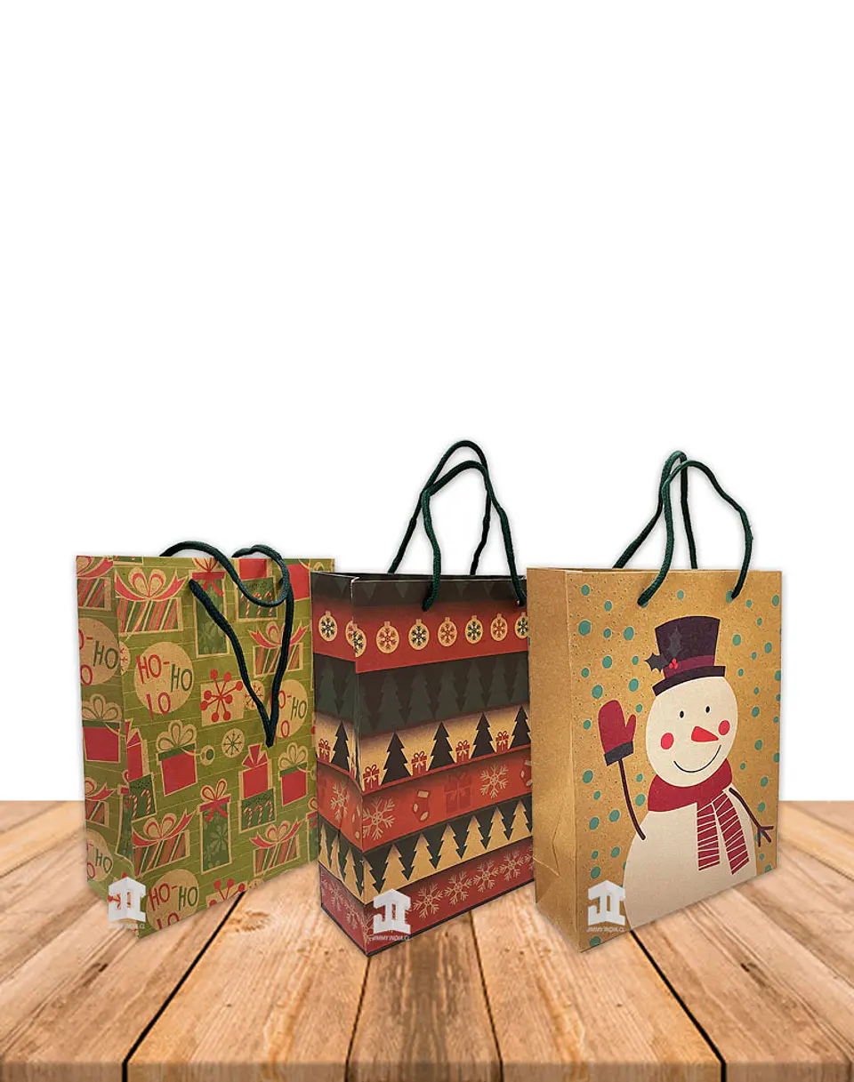 Bolsa Papel Kraft Navidad 24,5x19cm Precio x Docena JI16-11E 1