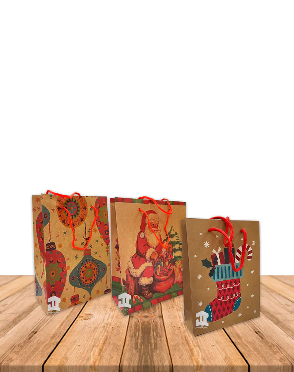 Bolsa Papel Kraft Navidad 20x15cm Precio x Docena JI16-11D 1
