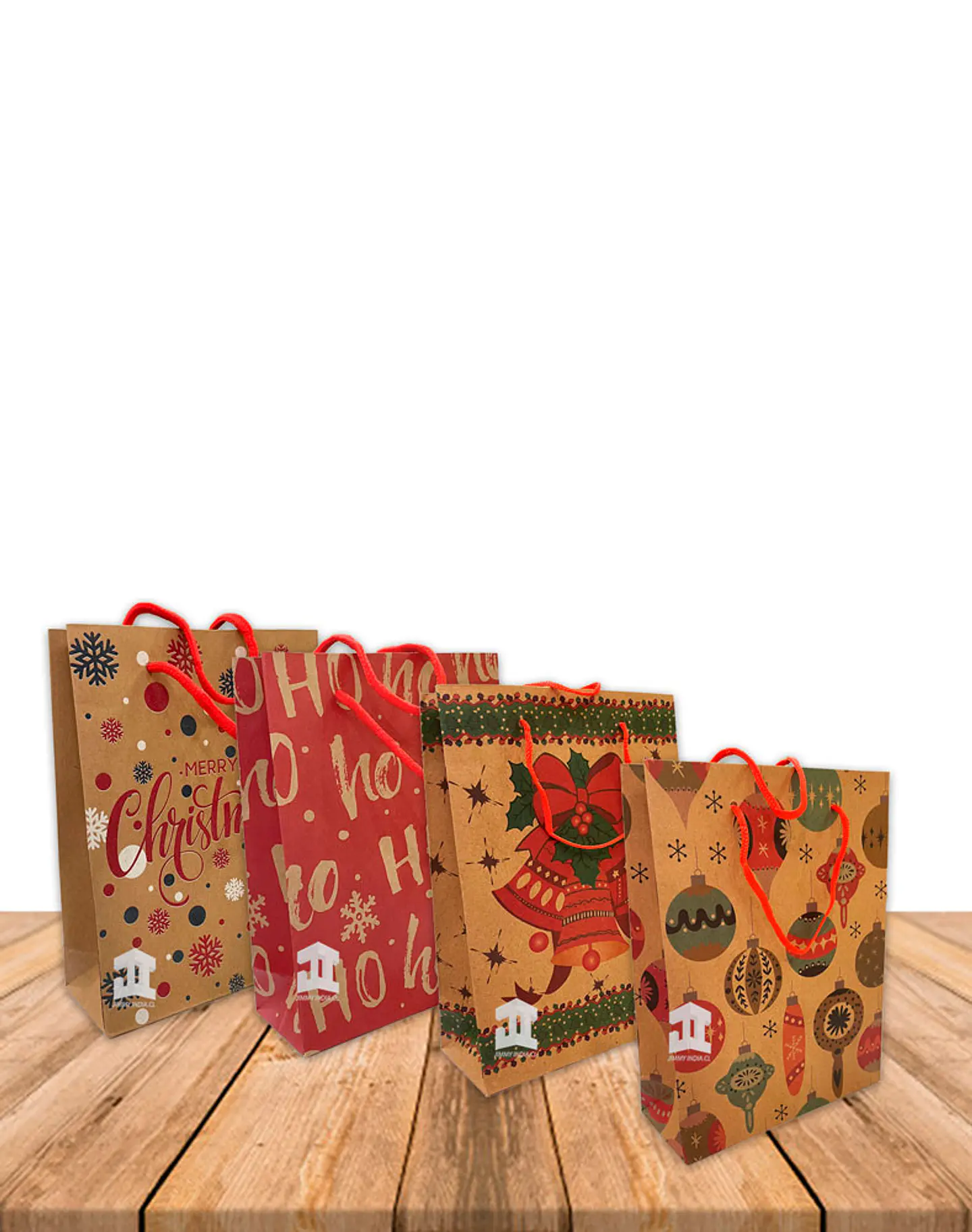 Bolsa Papel Kraft Navidad 20x15cm Precio x Docena JI16-11D 2