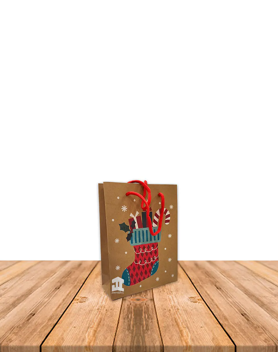 Bolsa Papel Kraft Navidad 20x15cm Precio x Docena JI16-11D 3