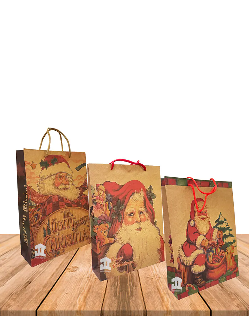 Bolsa Papel Kraft Navidad 33x24cm Precio x Docena JI16-11F 1