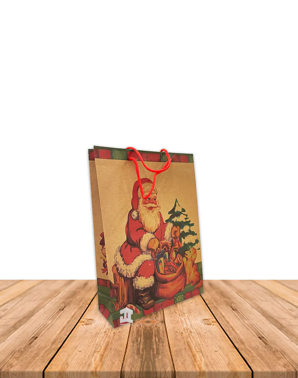 Bolsa Papel Kraft Navidad 33x24cm Precio x Docena JI16-11F 2