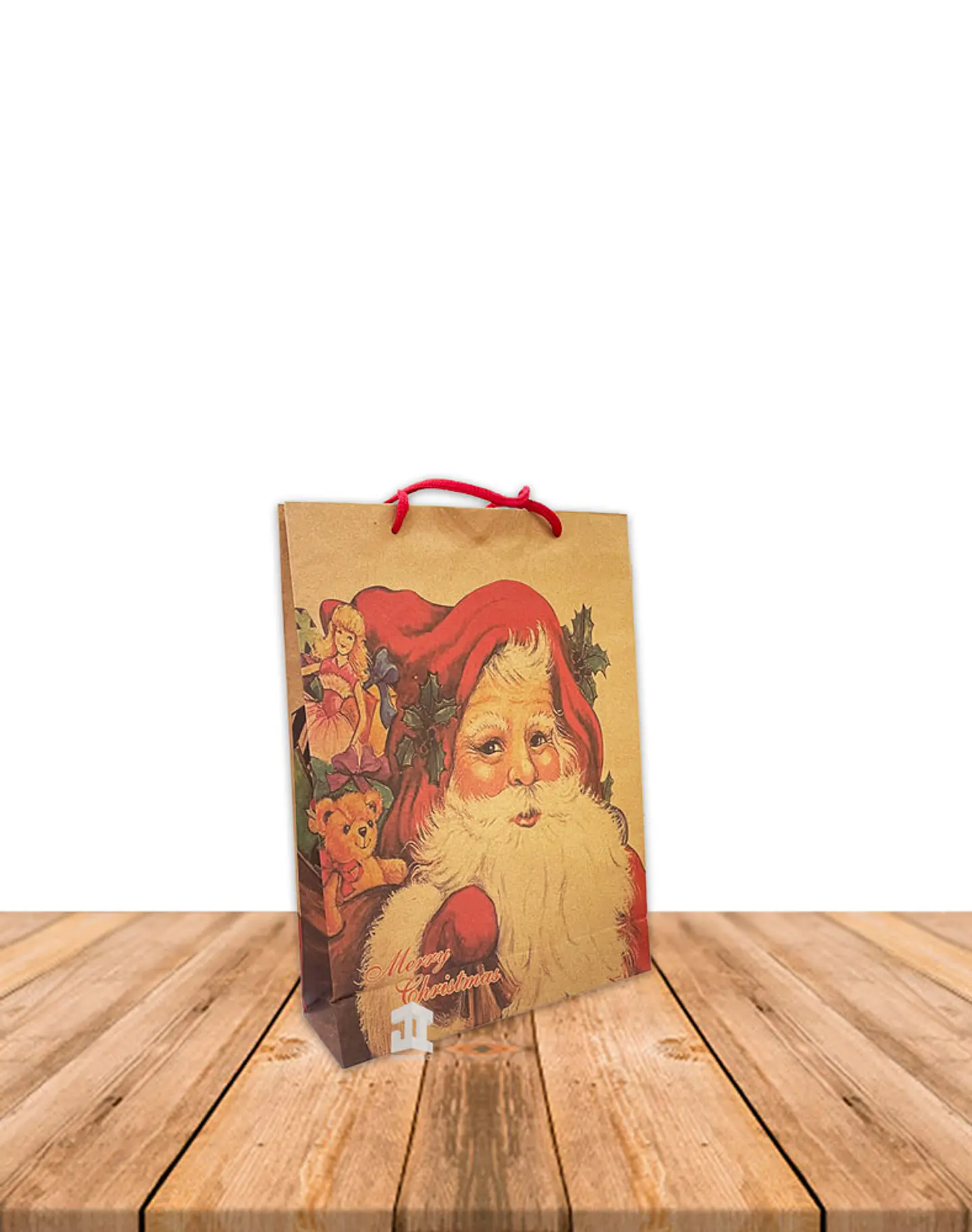 Bolsa Papel Kraft Navidad 33x24cm Precio x Docena JI16-11F 3