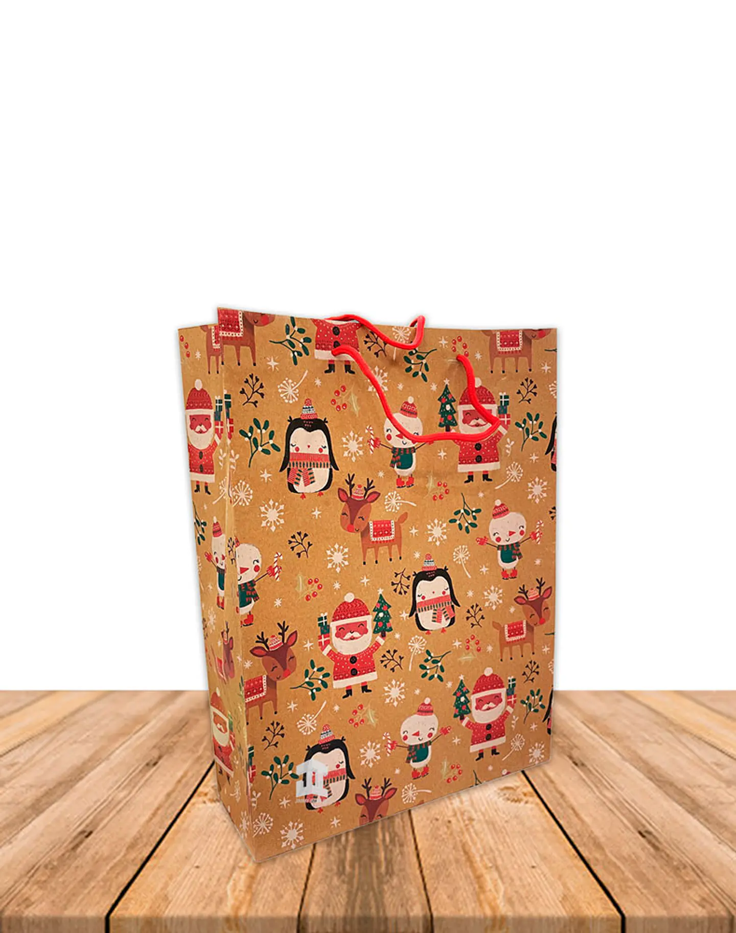 Bolsa Papel Kraft Navidad 37x28cm Precio x Docena JI16-11C 3