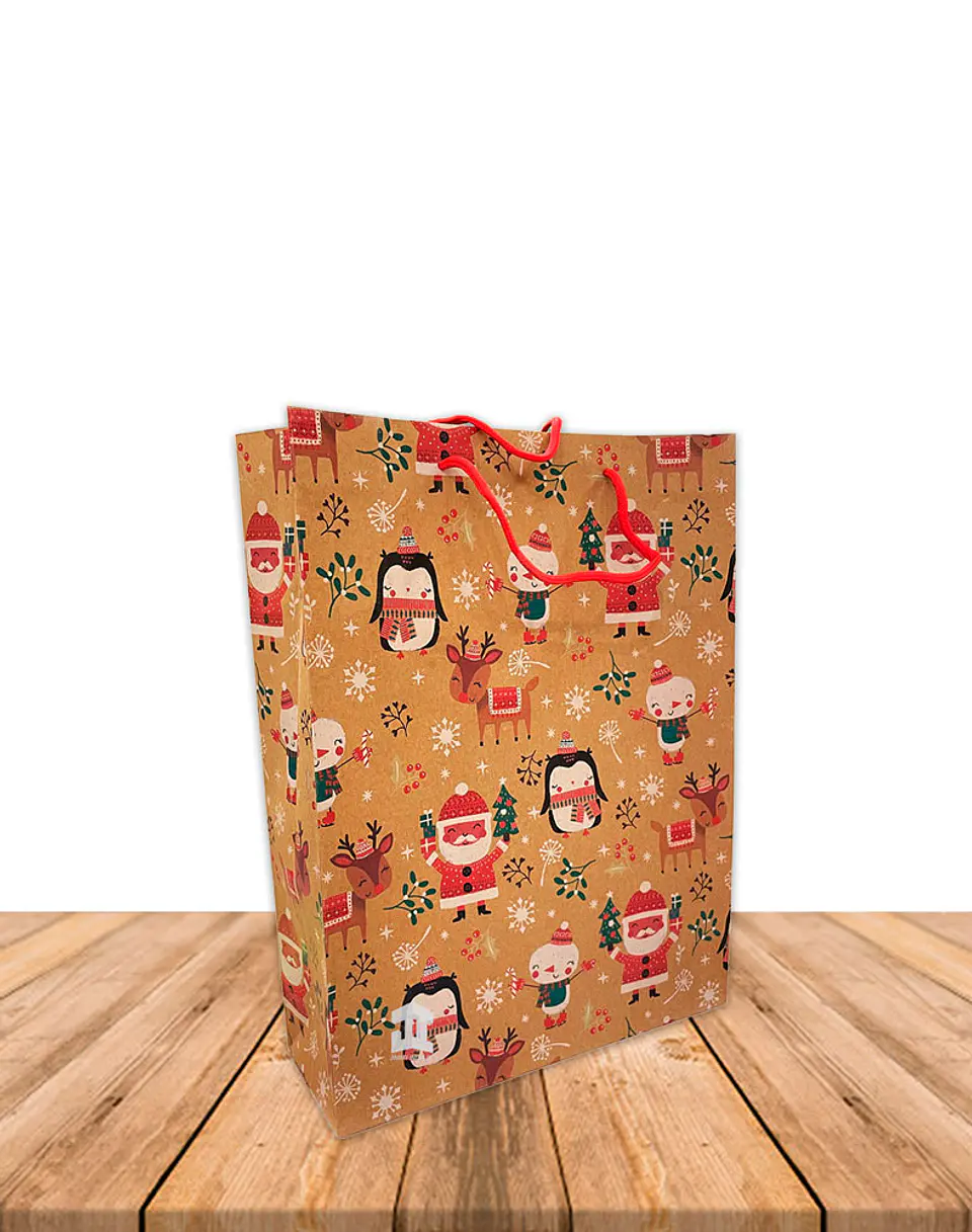 Bolsa Papel Kraft Navidad 37x28cm Precio x Docena JI16-11C 3