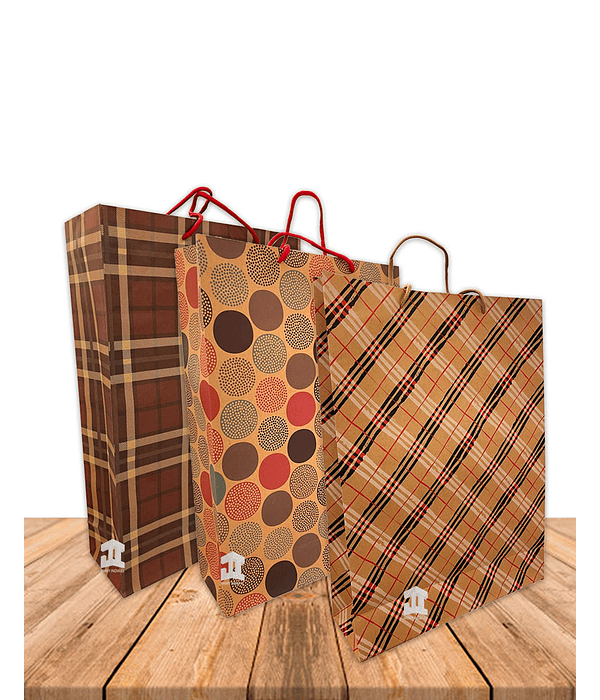 Bolsa Papel Kraft c/diseño 42x31,5cm Precio x Docena JI16-10G