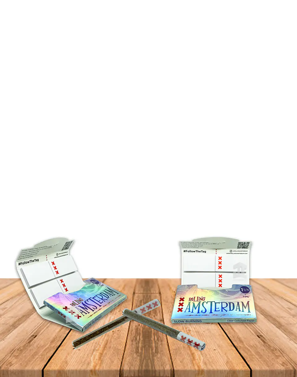 Papel Rolling Amsterdam  CELULOSA 1 1/4 + TIPS 4