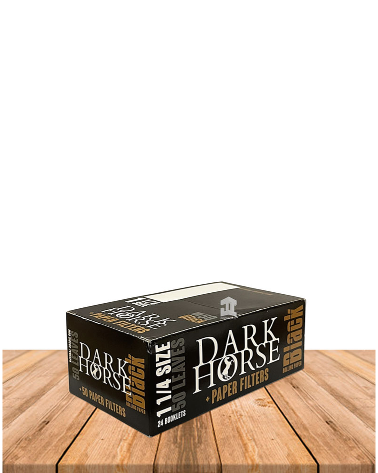 Papelillo Dark Horse Black + Tips,  Caja de 24