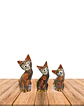 Set de 3 Gatos de Madera  N°3  15,8cm - Miniatura 1