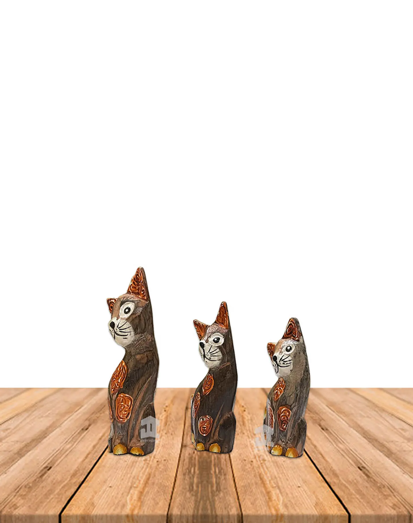 Set de 3 Gatos de Madera  N°3  15,8cm 4