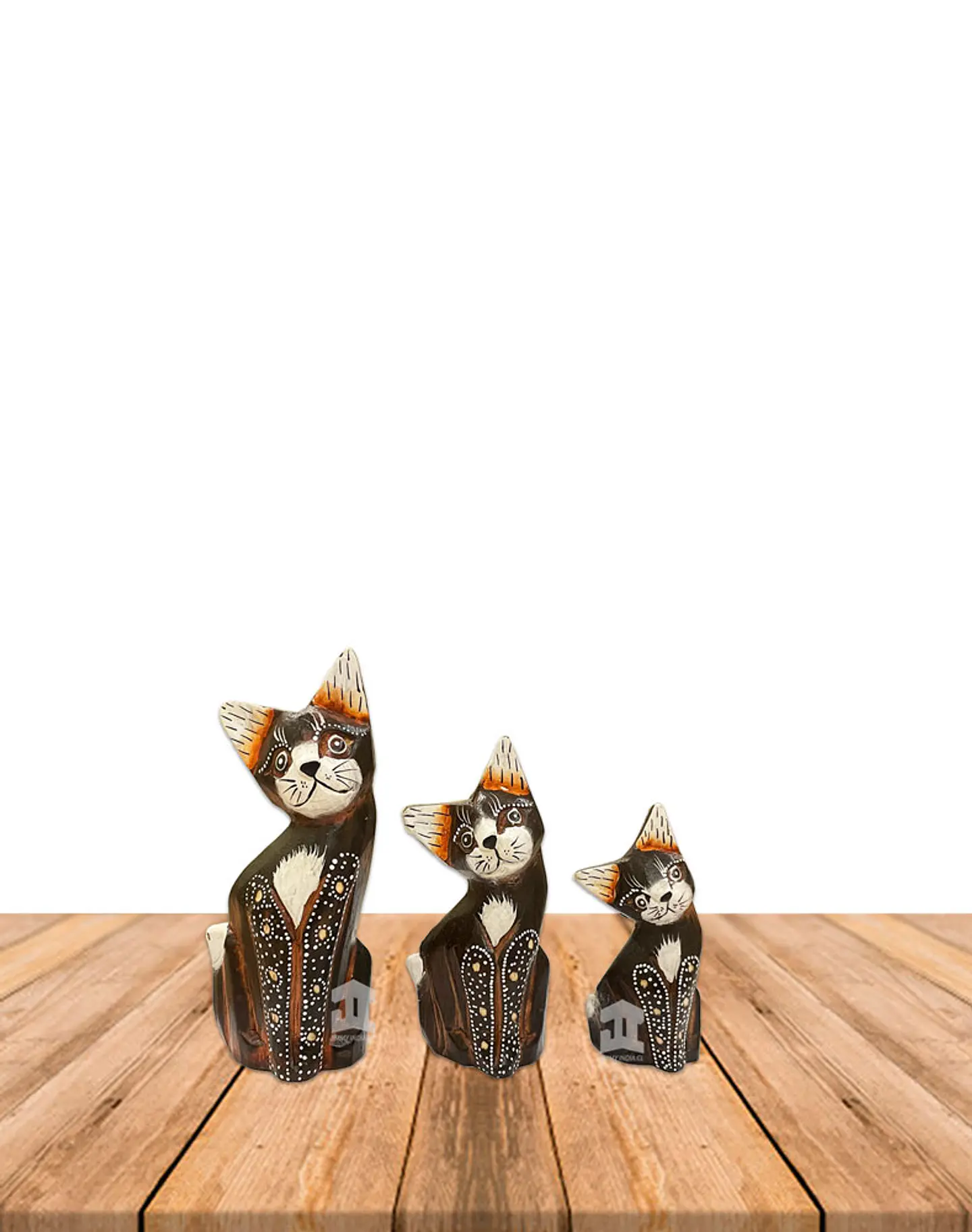 Set de 3 Gatos de Madera  N°3  15,8cm 3