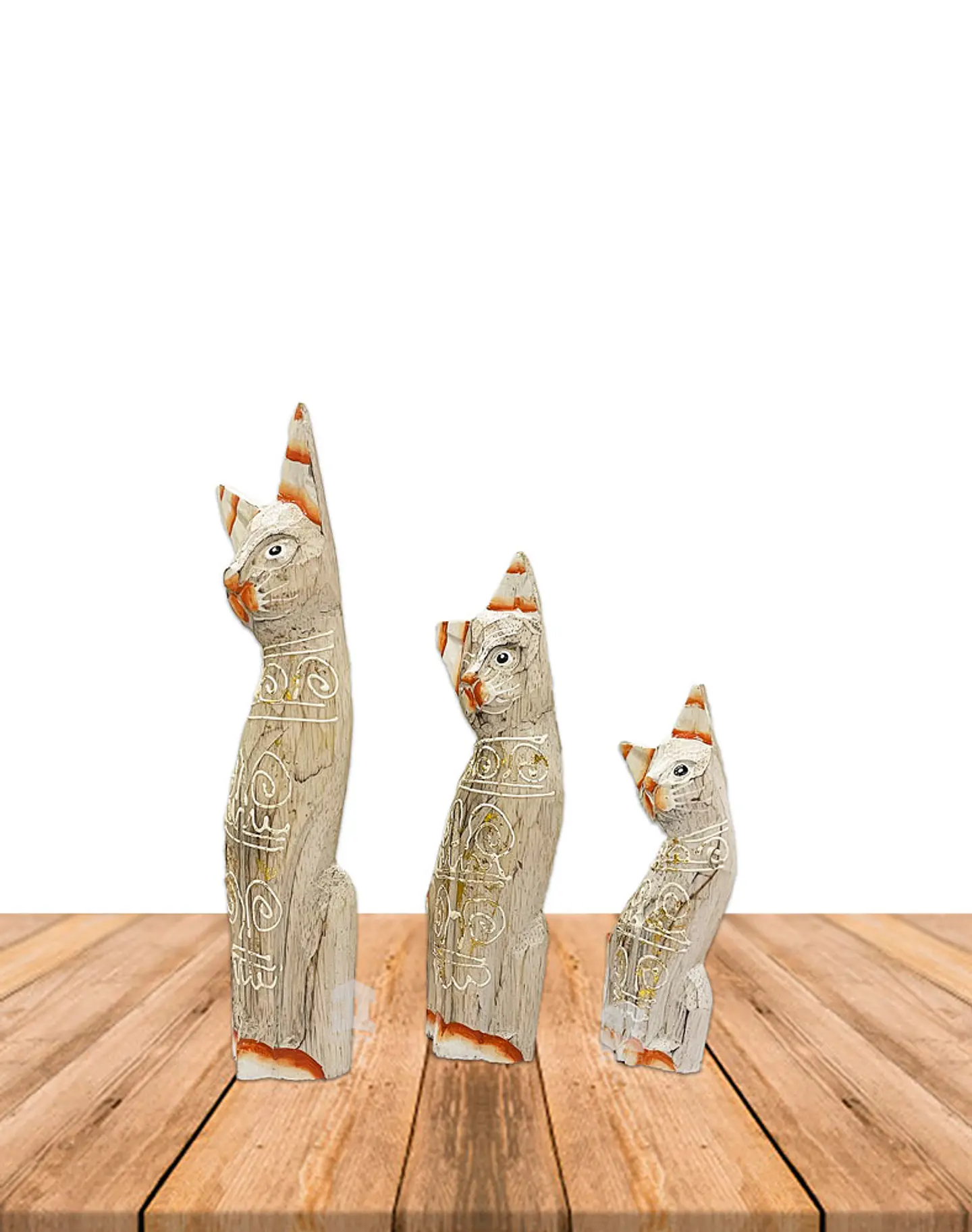 Set de 3 Gatos de Madera  N°4  25,1cm 4
