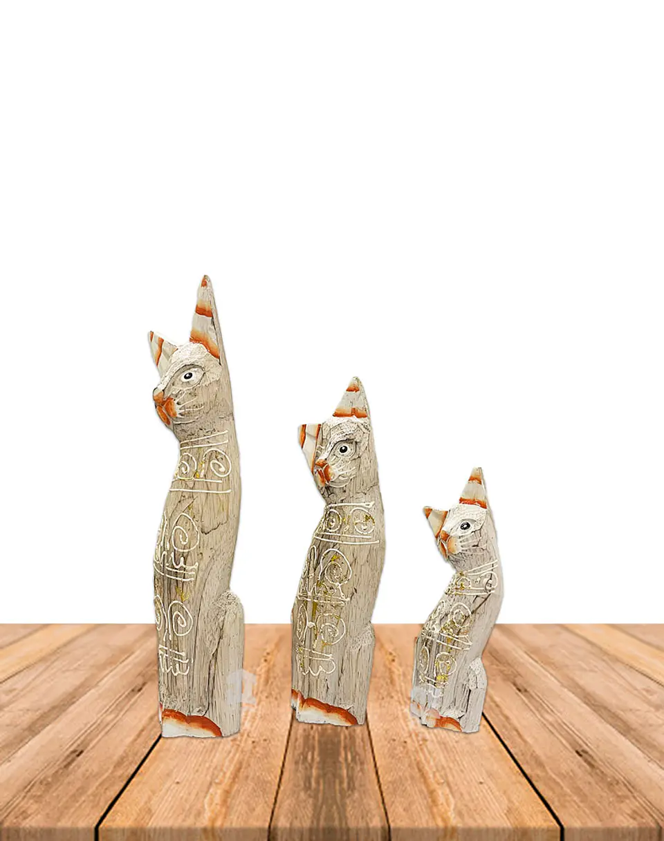 Set de 3 Gatos de Madera  N°4  25,1cm 4