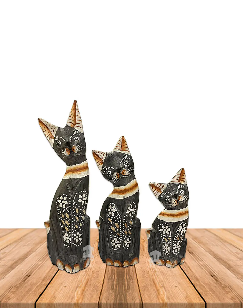 Set de 3 Gatos de Madera  N°4  25,1cm 3