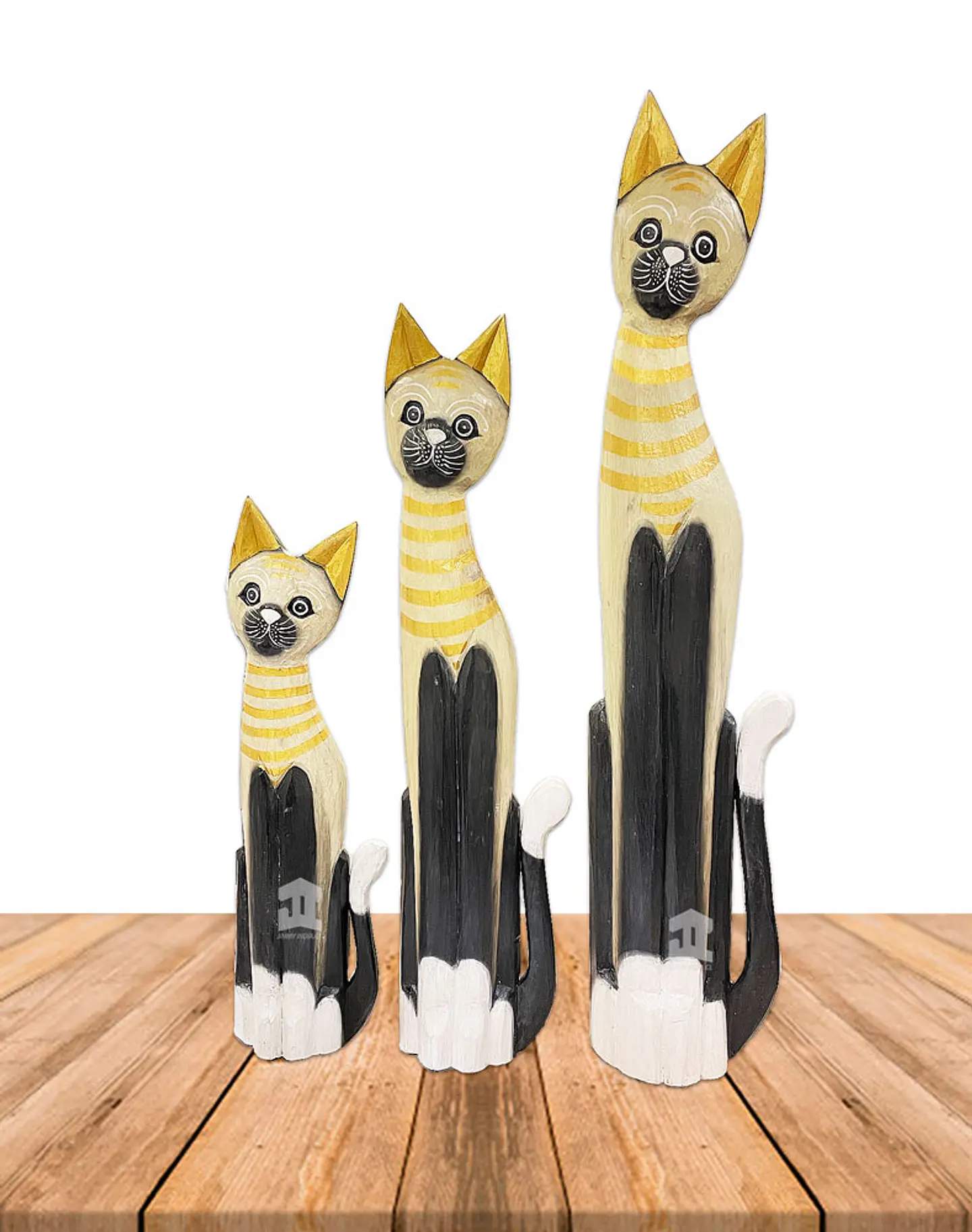 Set de 3 Gatos  de Madera  N°11  99,5cm 1