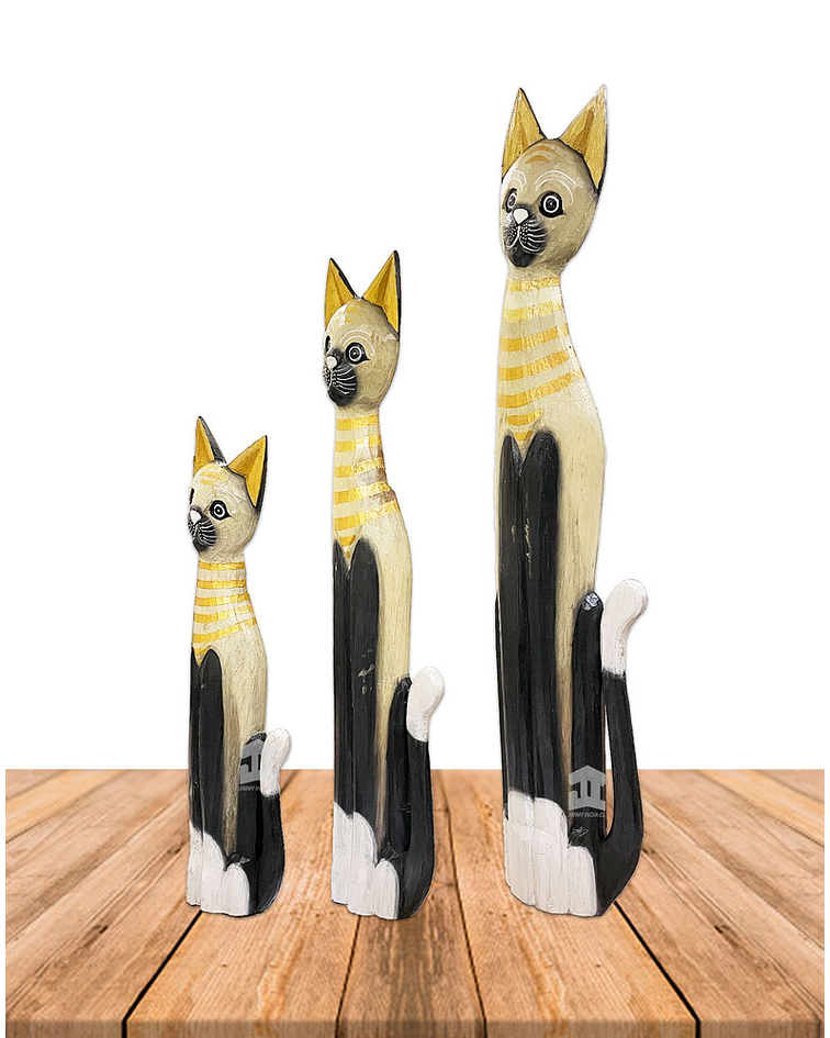 Set de 3 Gatos  de Madera  N°11  99,5cm