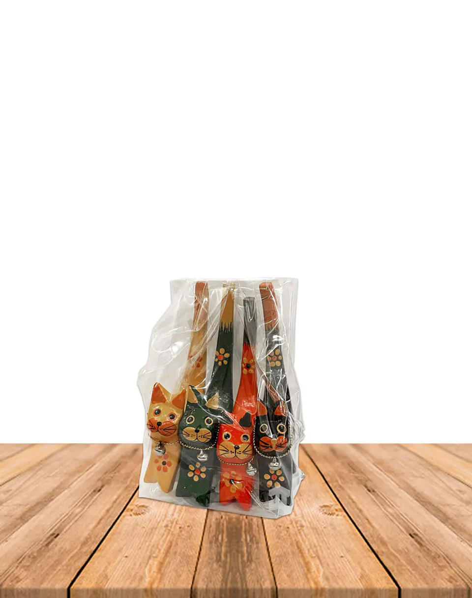 Set de 4 Gatos de Madera colores N°12 5