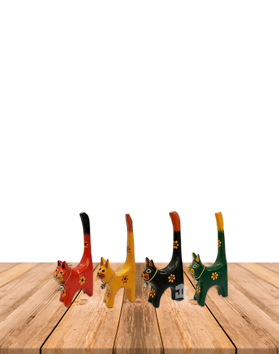 Set de 4 Gatos de Madera colores N°12 3