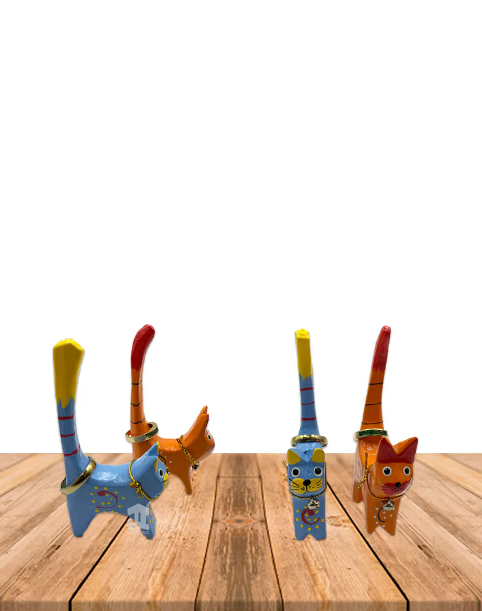 Set de 4 Gatos de Madera colores N°12 2