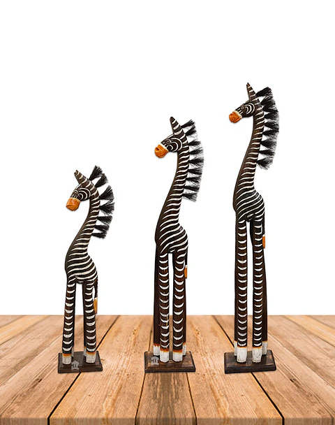 Set de 3  Cebras de Madera  N°9 100cm