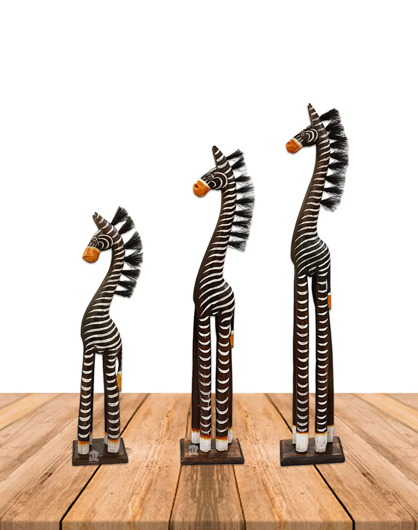 Set de 3  Cebras de Madera  N°9 100cm 1