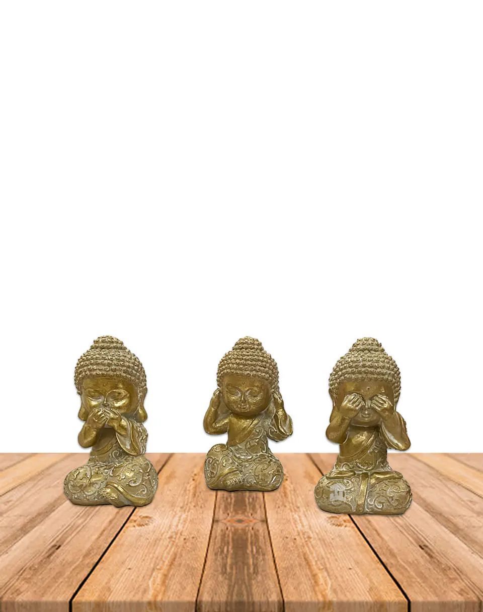 Set Figura Buda  Ciego Sordo Mudo  4,5