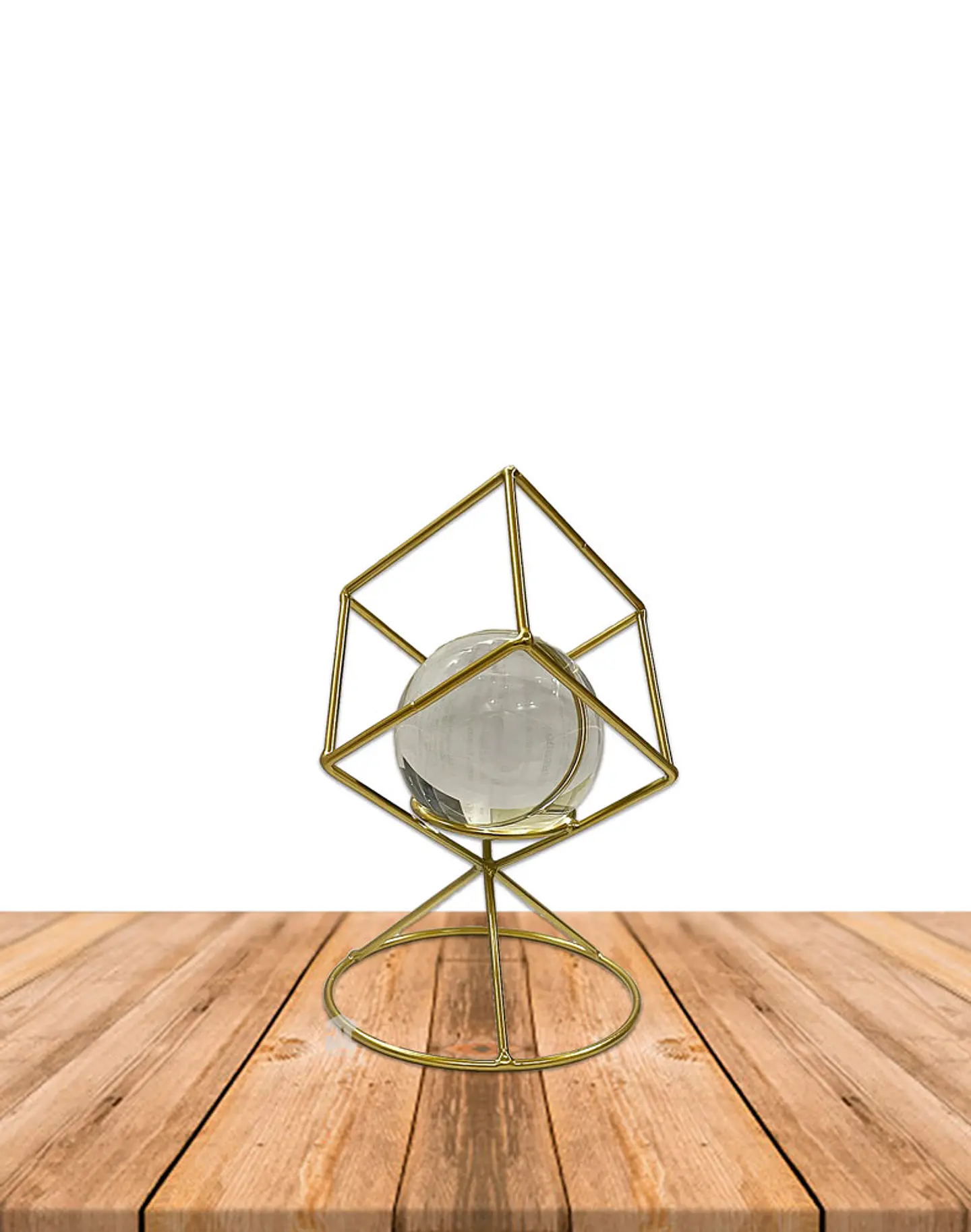 Figura Metal Cubo con Esfera y  Base JI23-278 1