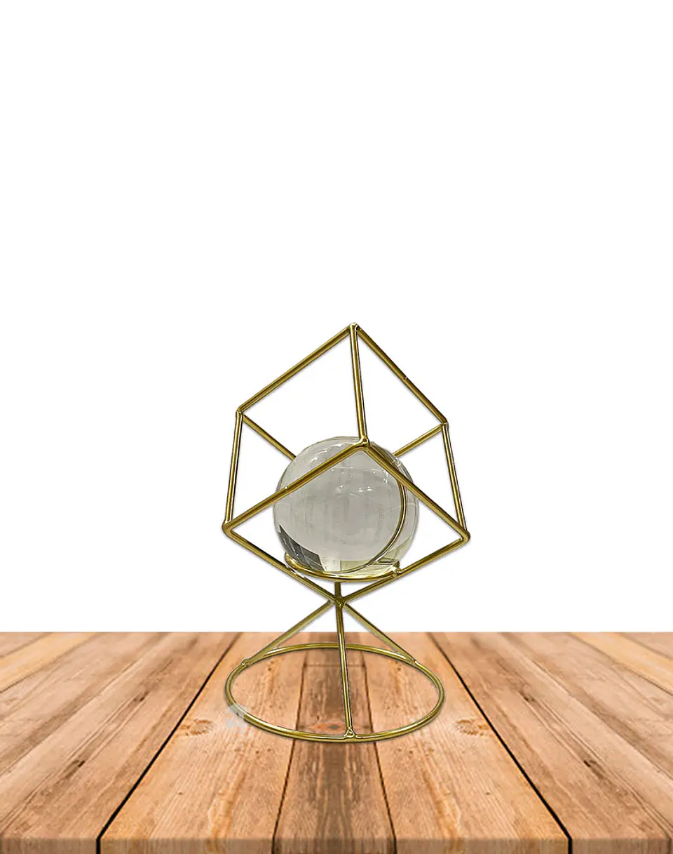 Figura Metal Cubo con Esfera y  Base JI23-278 1