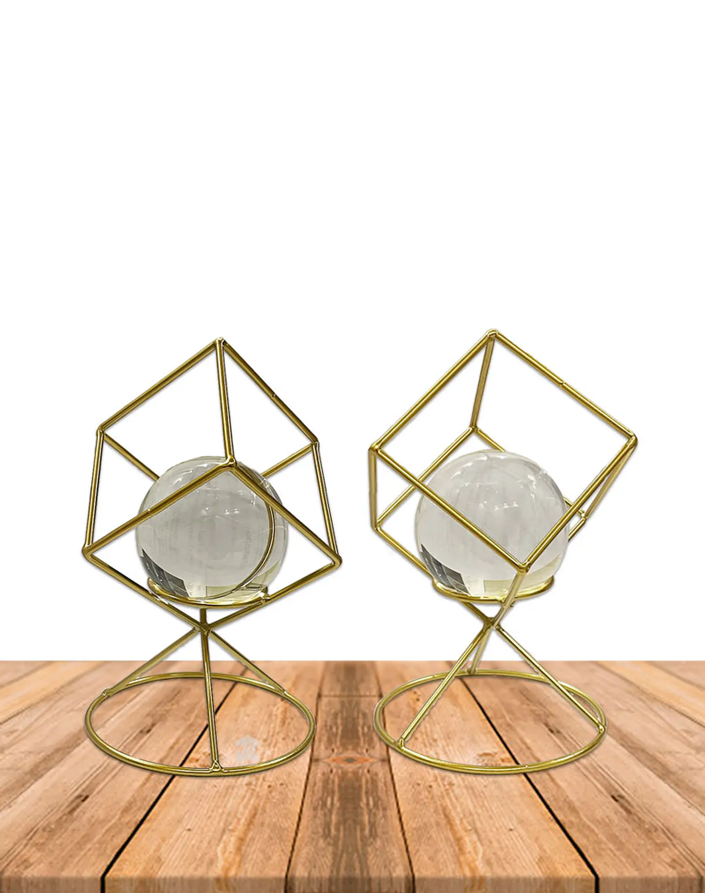 Figura Metal Cubo con Esfera y  Base JI23-278 2