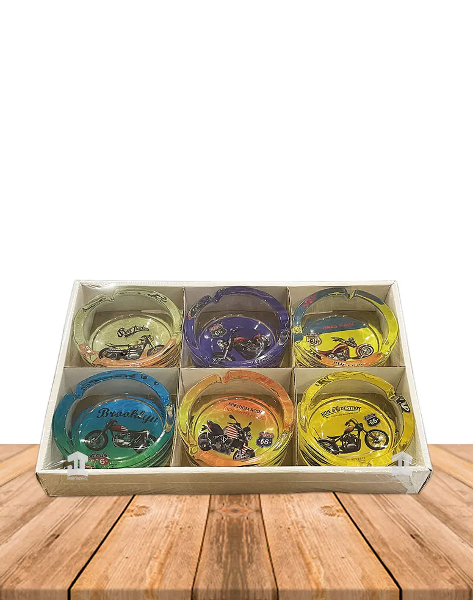 Set Cenicero Vidrio Moto 6Und JI23-319 1