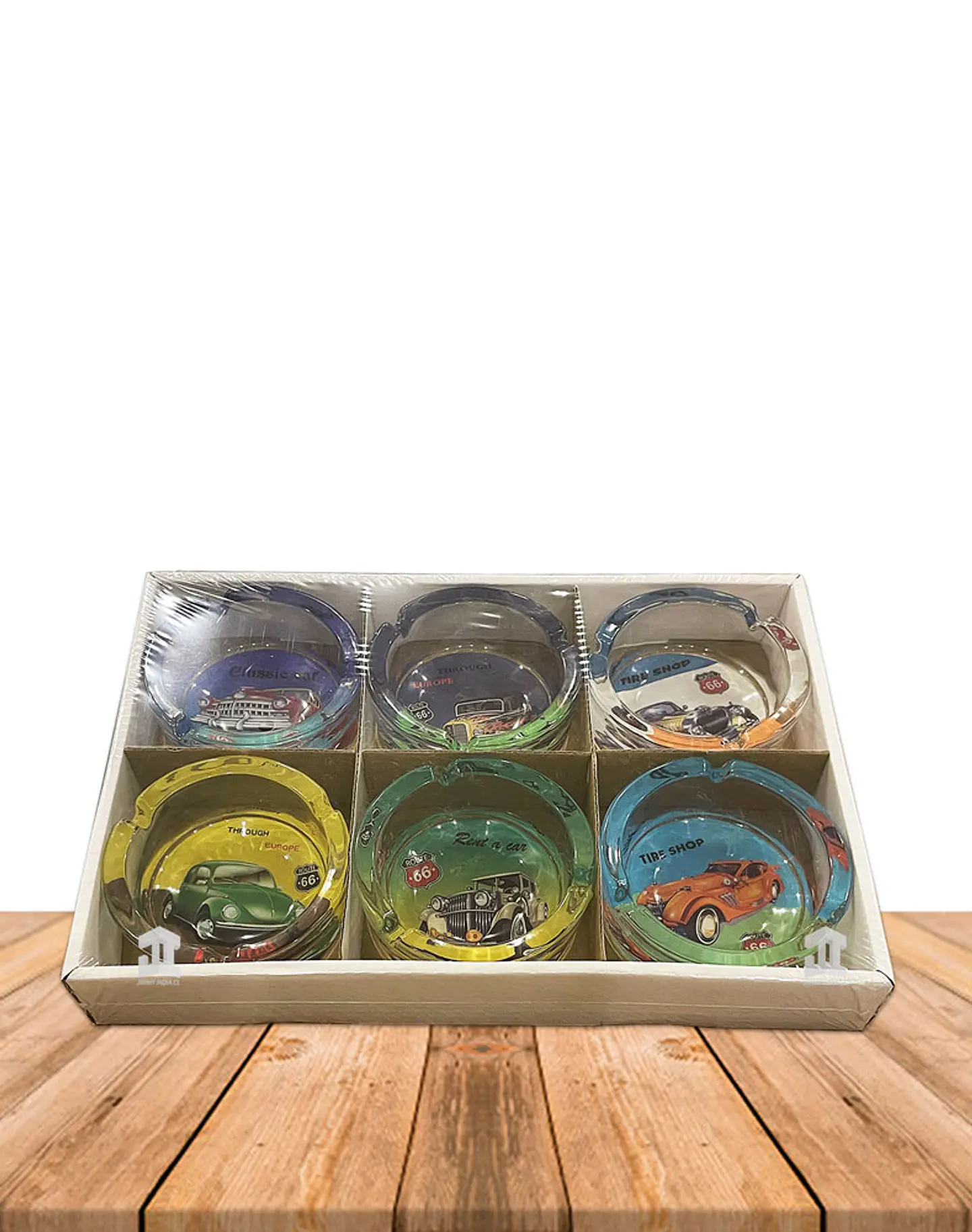 Set Cenicero Vidrio Autos 6Und JI23-318 1