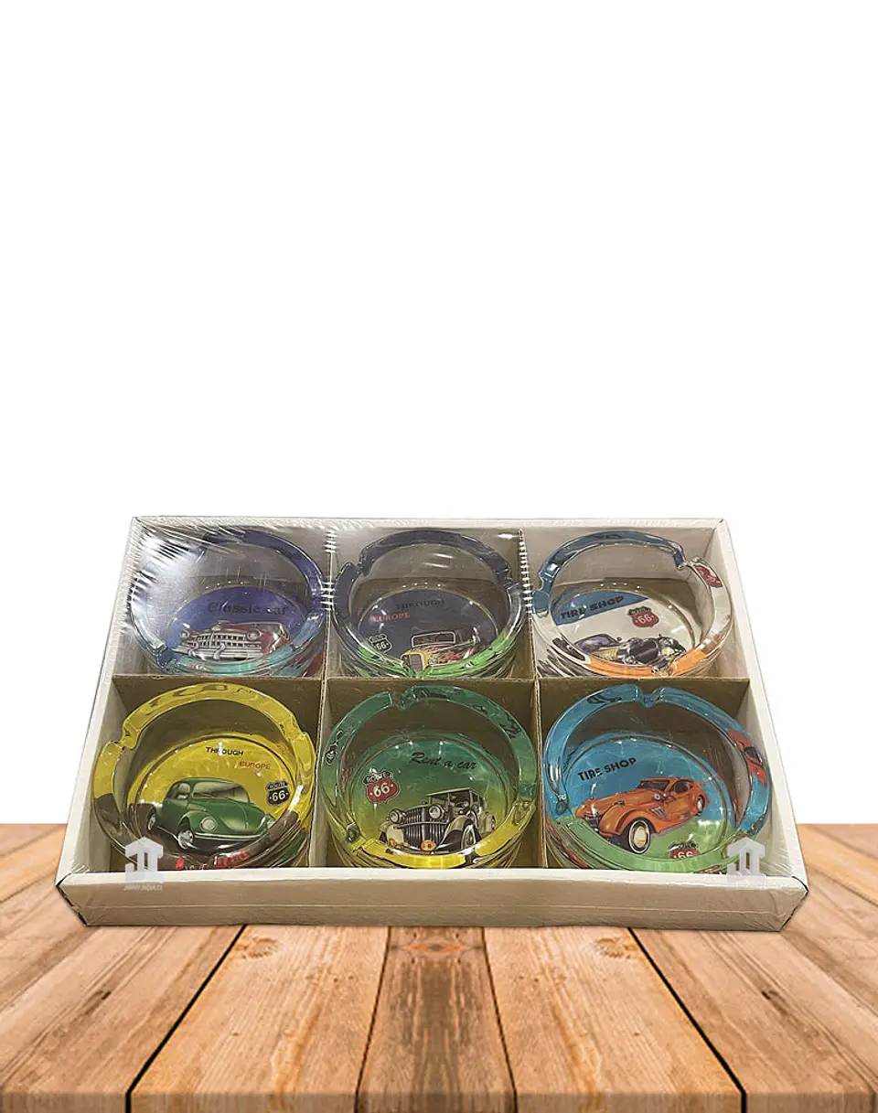 Set Cenicero Vidrio Autos 6Und JI23-318 1