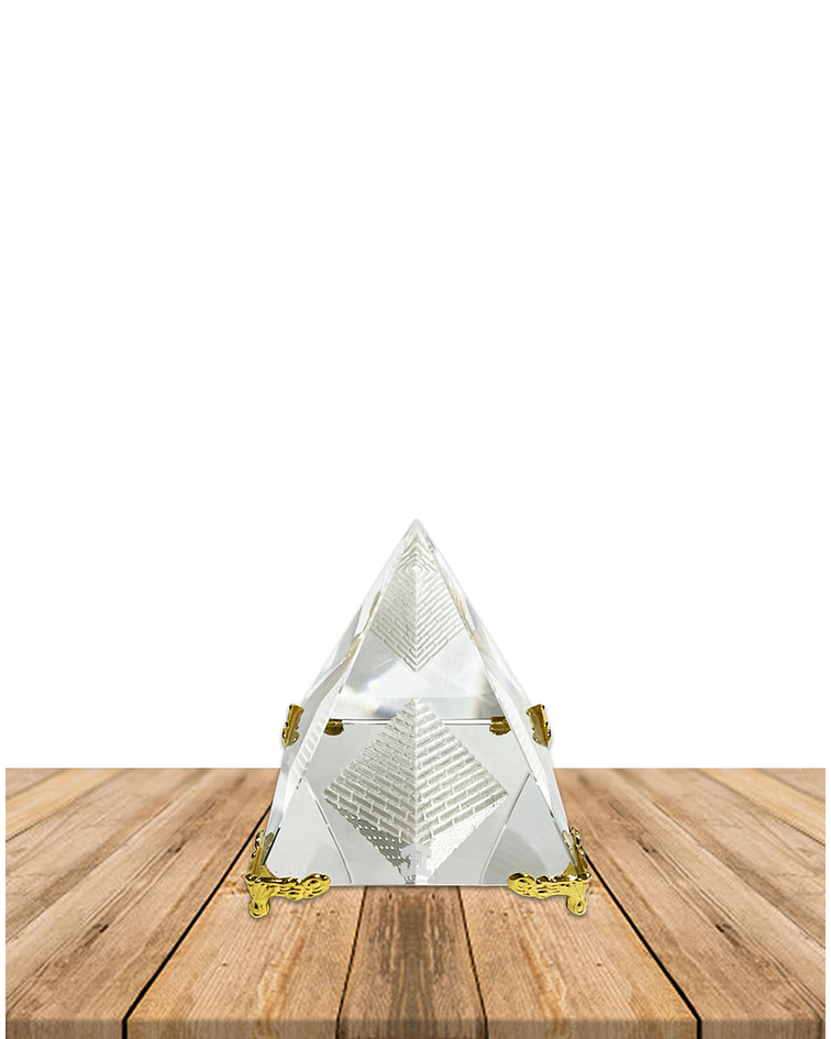 Pirámide de Cristal Dorada Grande 9x8cm JI23-248