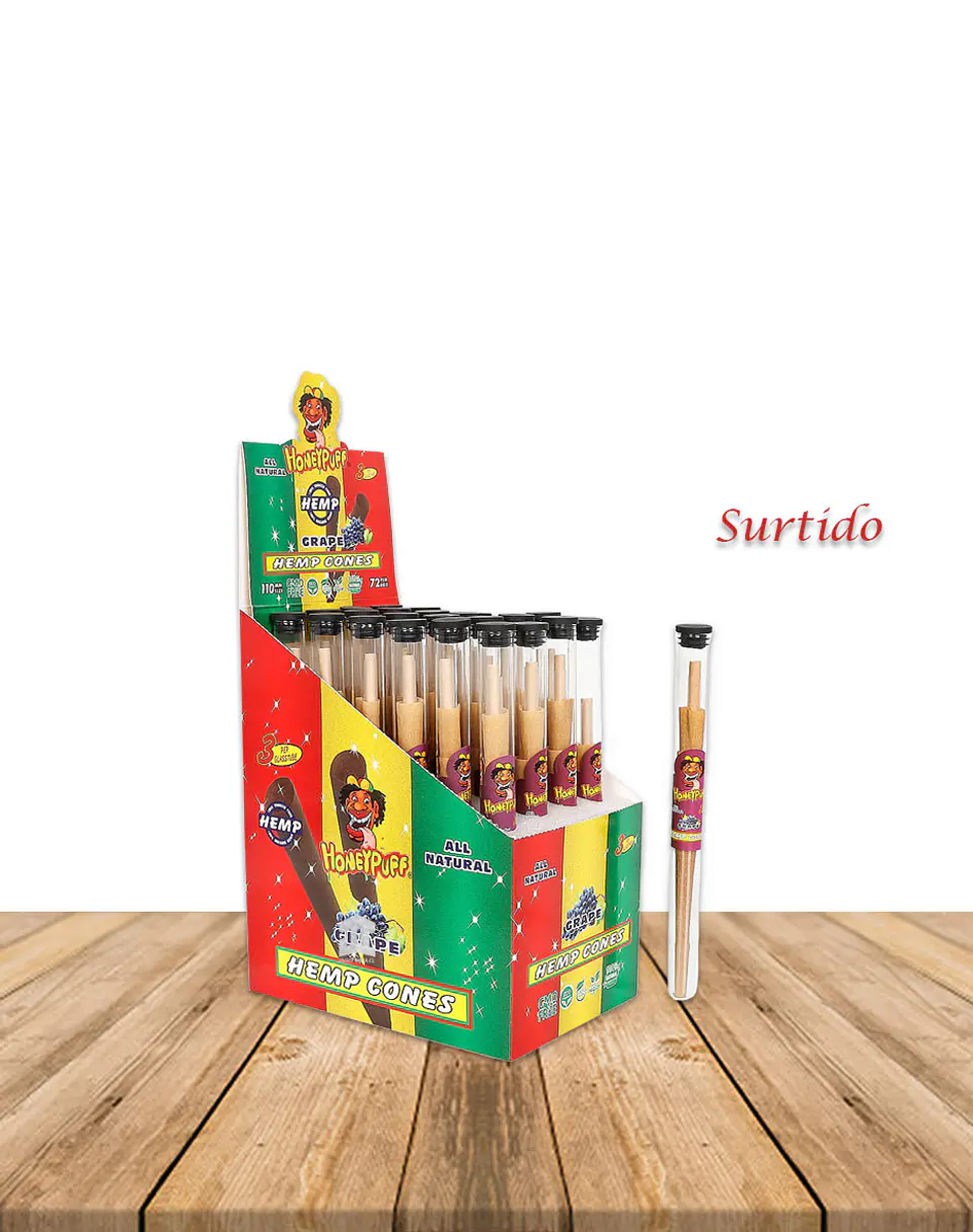 Honey Puff Hemp Cone Surtido Con Punta de Madera 1