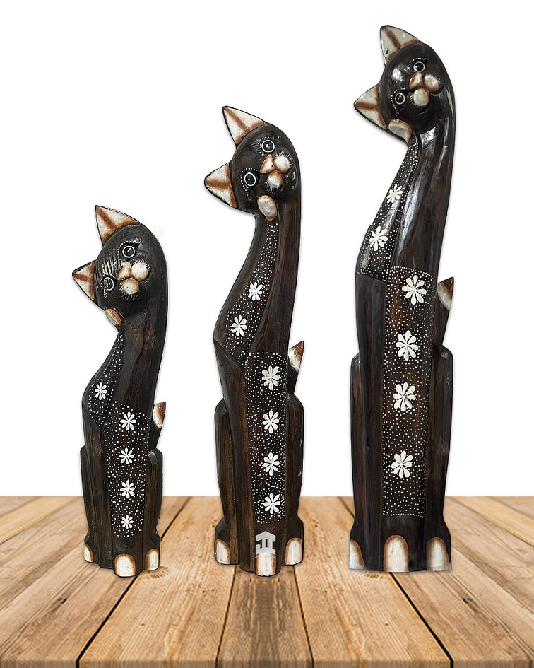 Set de 3 Gatos  de Madera  N°10  99,5cm