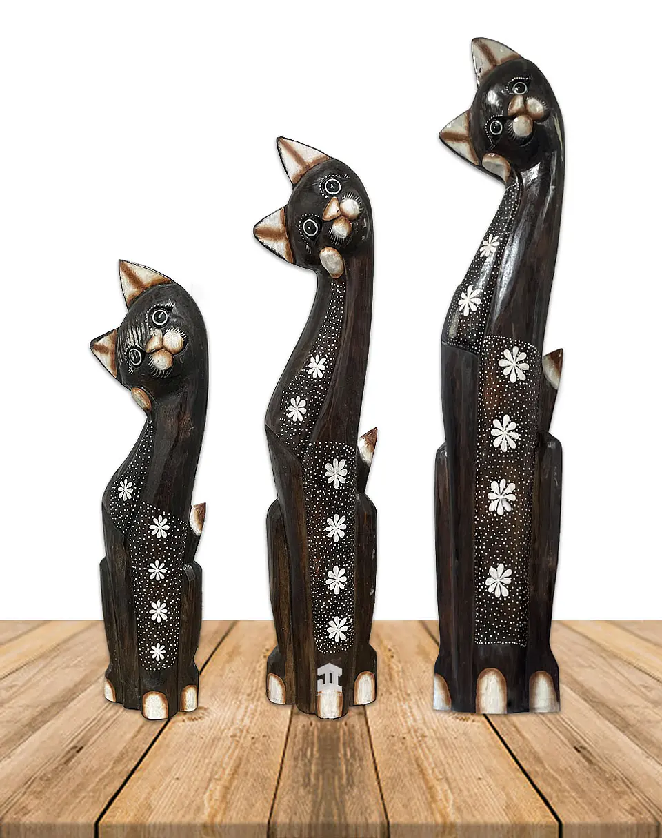 Set de 3 Gatos  de Madera  N°10  99,5cm 1