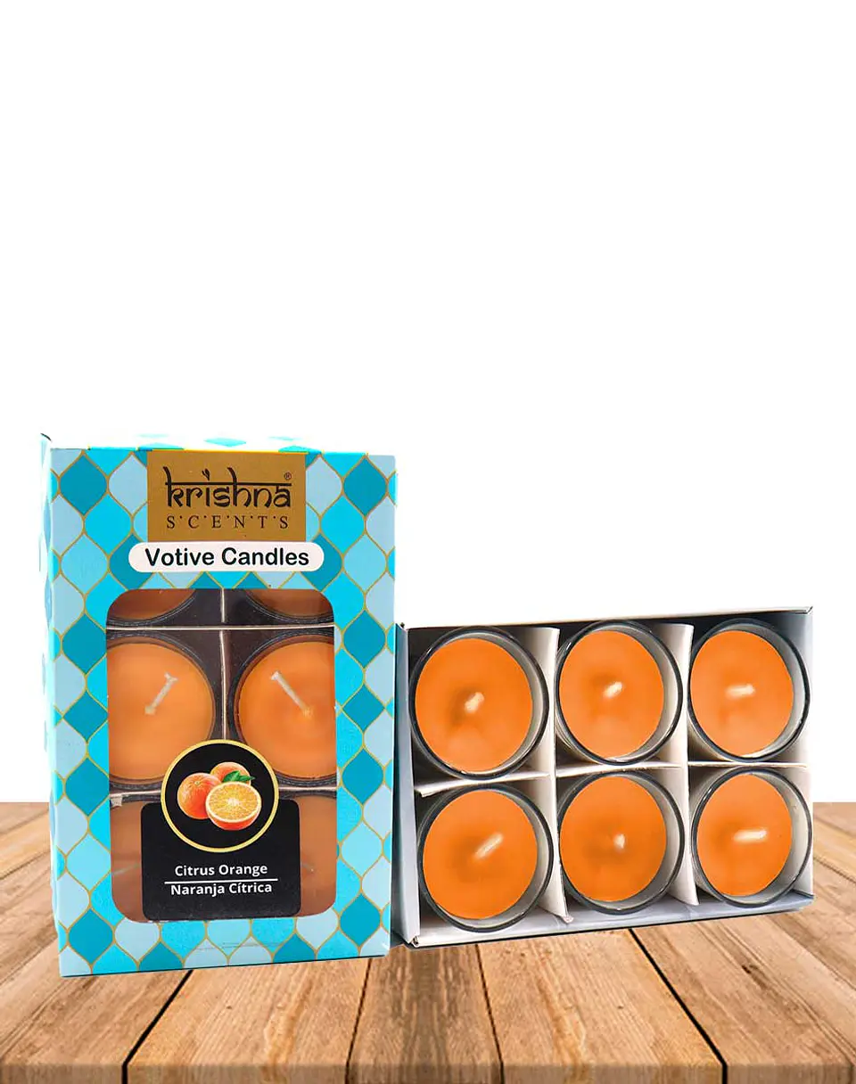 Pack Vela Votive Krishna Naranja Cítrica 3