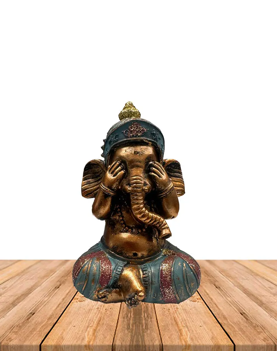 Figura Ganesh Ciego, Sordo y Mudo  Mediano JI23-525 2