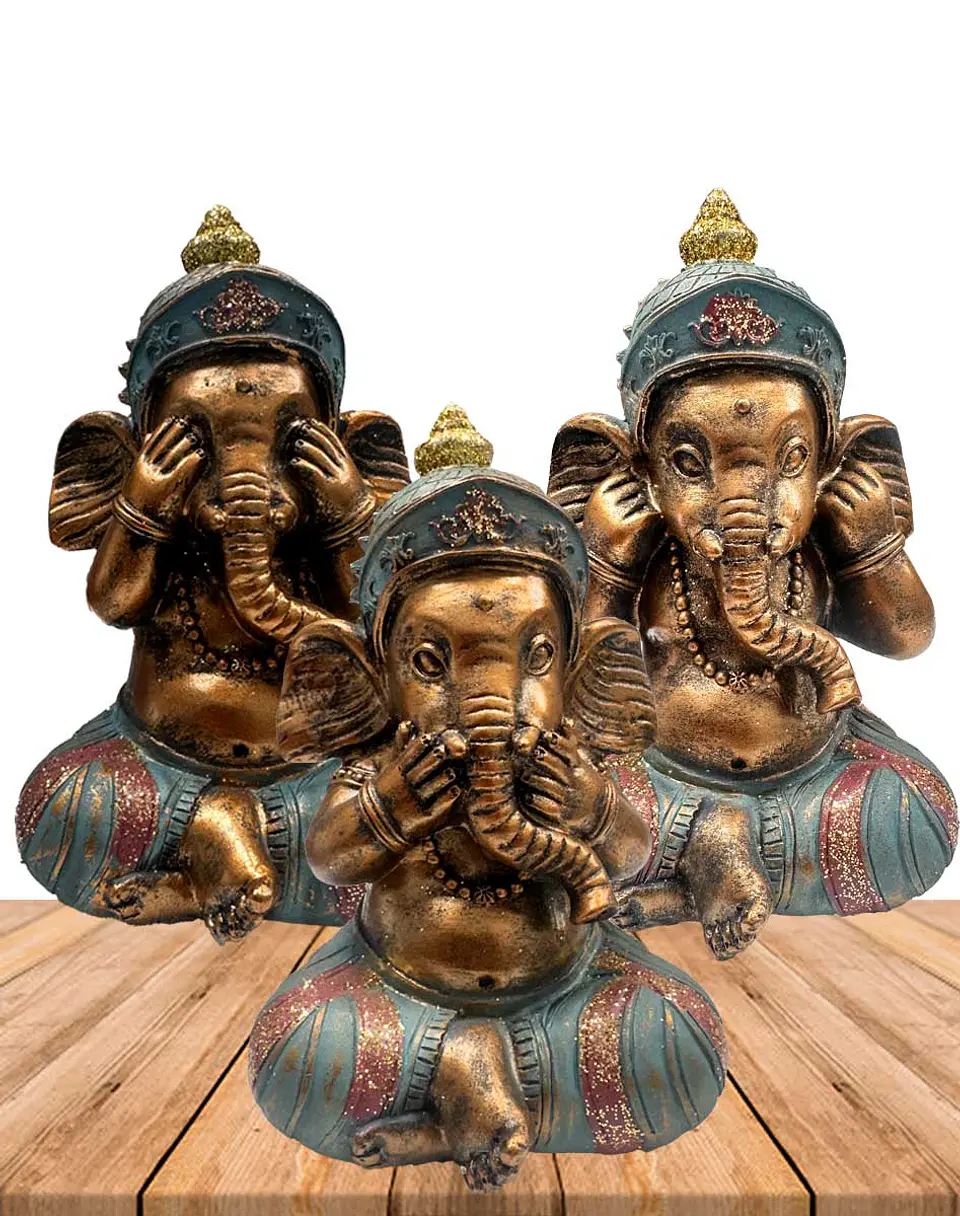 Figura Ganesh Ciego, Sordo y Mudo  Mediano JI23-525 1