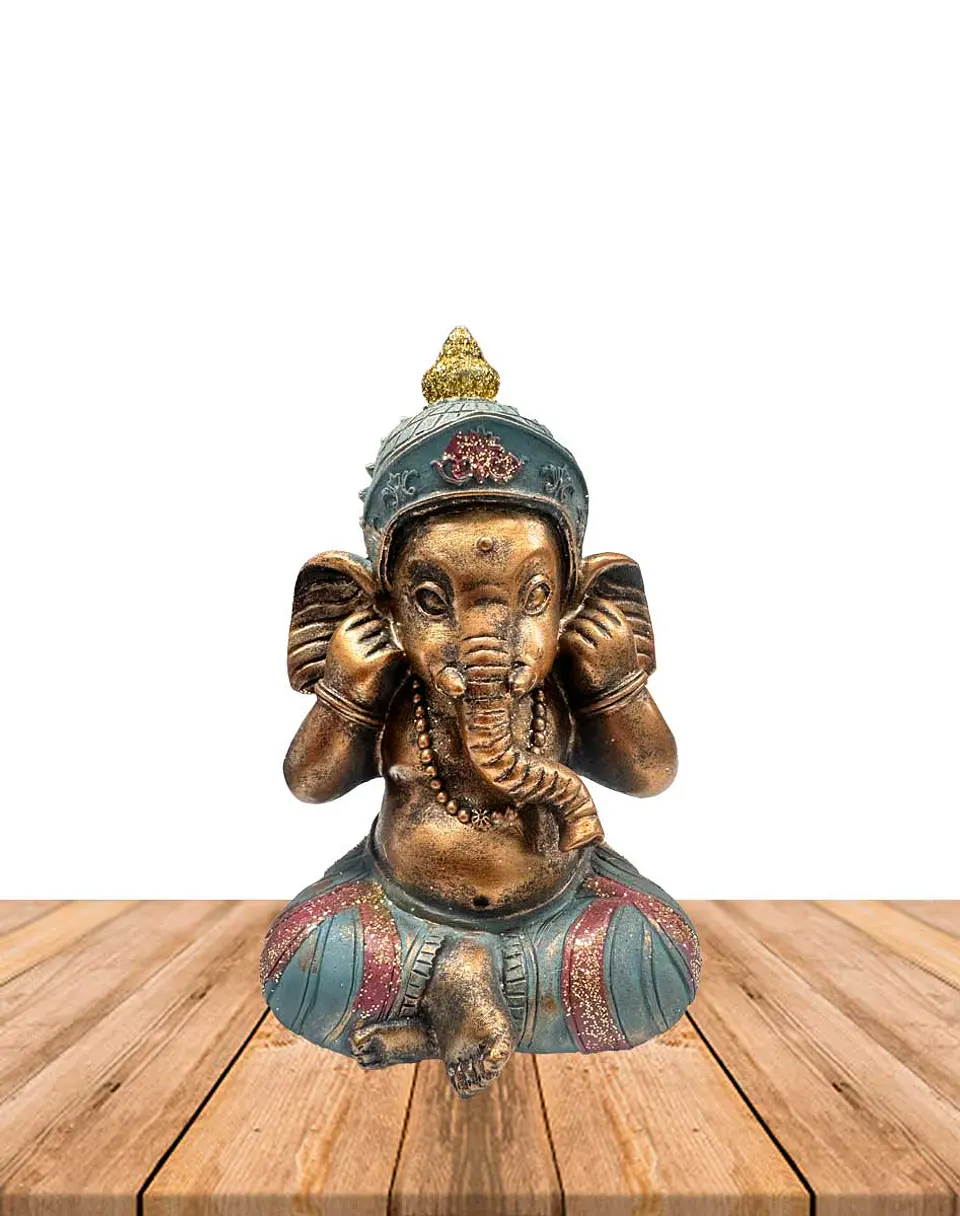 Figura Ganesh Ciego, Sordo y Mudo  Mediano JI23-525 4